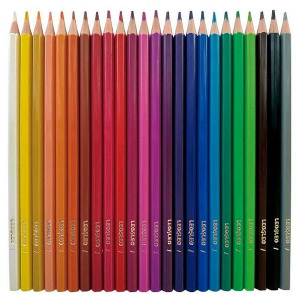 LAPIS 24 CORES MADEIRA SEXTAVADO LEOCLEAN