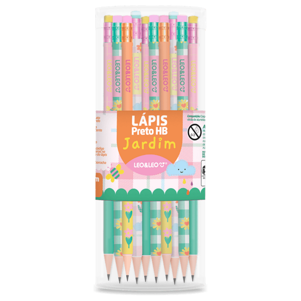 LAPIS GRAFITE HB RESINA JARDIM RED C/ BORR. POTE C/ 72 UND LEO&LEO