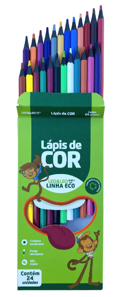 LAPIS 24 CORES RESINA SEXTAVADO ECOLOGICO UND LEOELEO